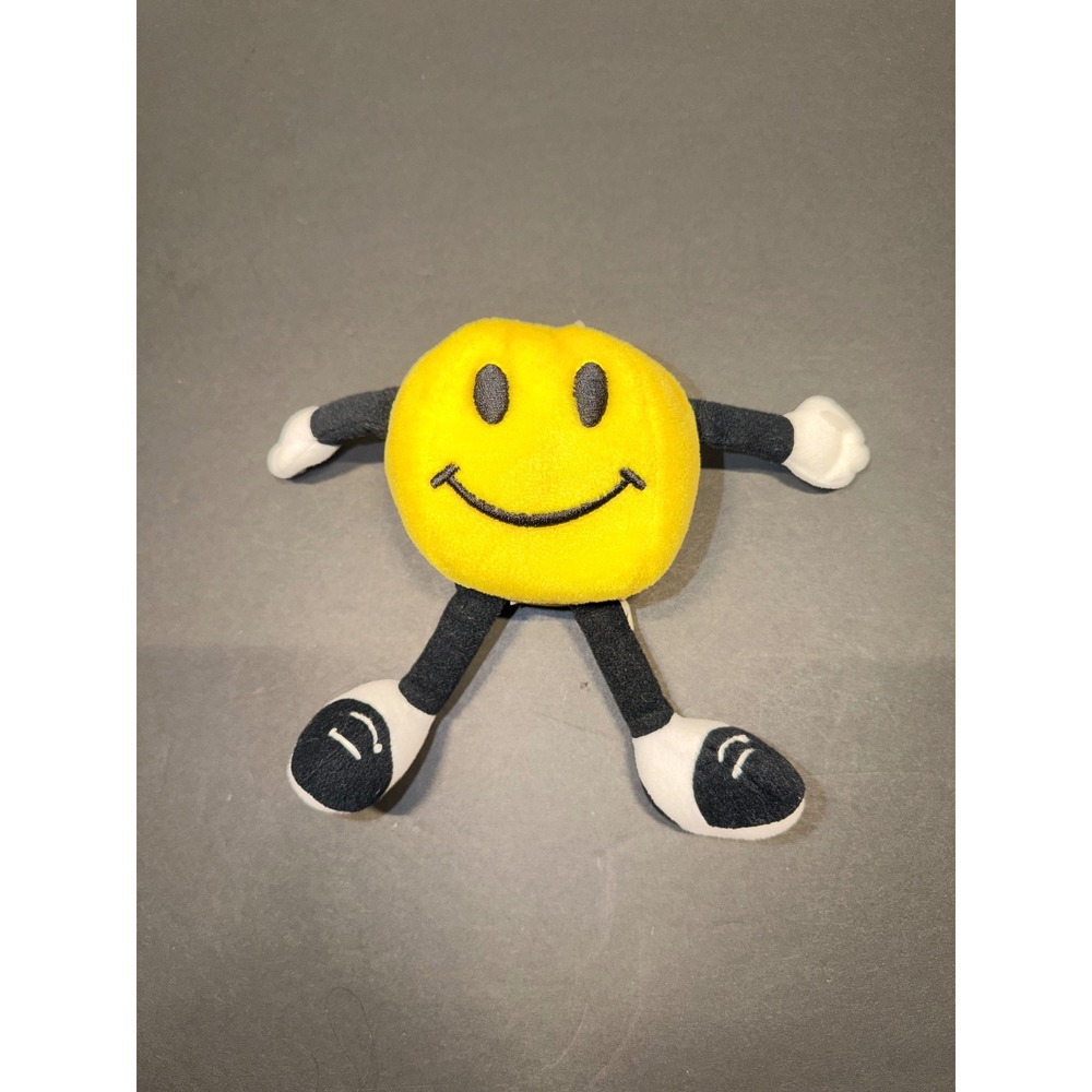 Kids of America Corp Vintage Smiley Face Plush Yellow Black White 7 inch 27493E